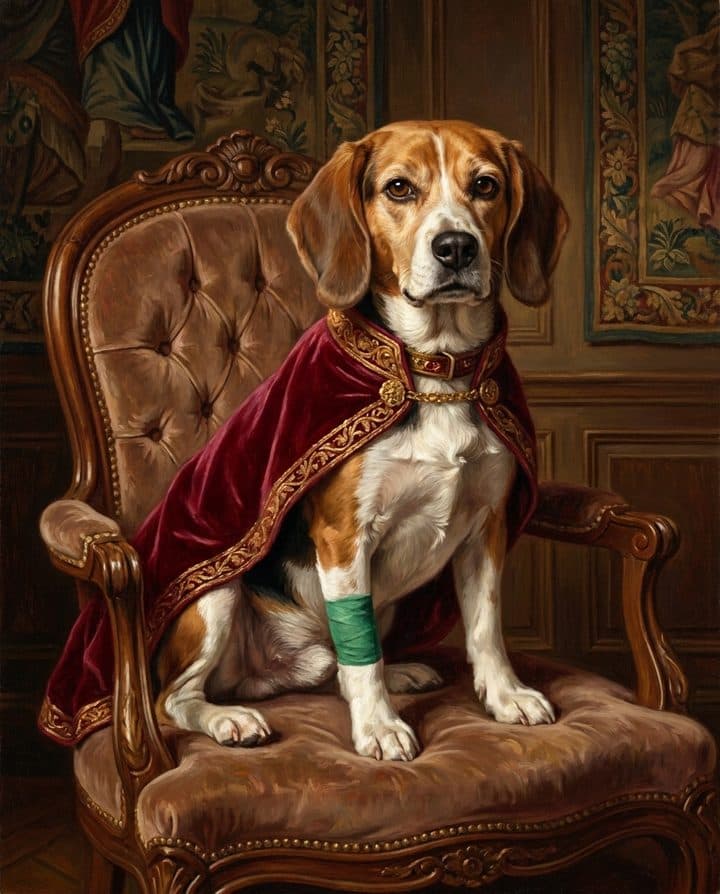 Beagle portrait in the Old Money style