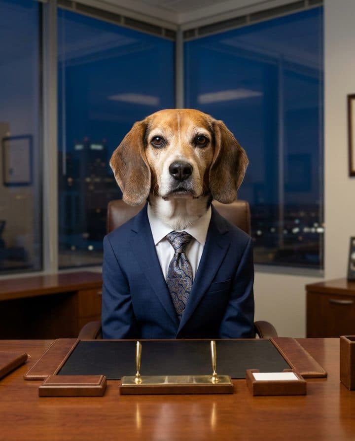 Beagle portrait in the Tiny CEO style