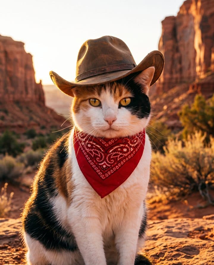 Calico Cat portrait in the Rodeo Legend style