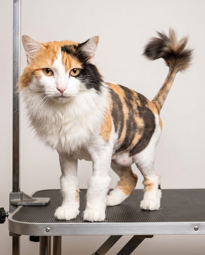 Calico Cat portrait in the Summer Shave style