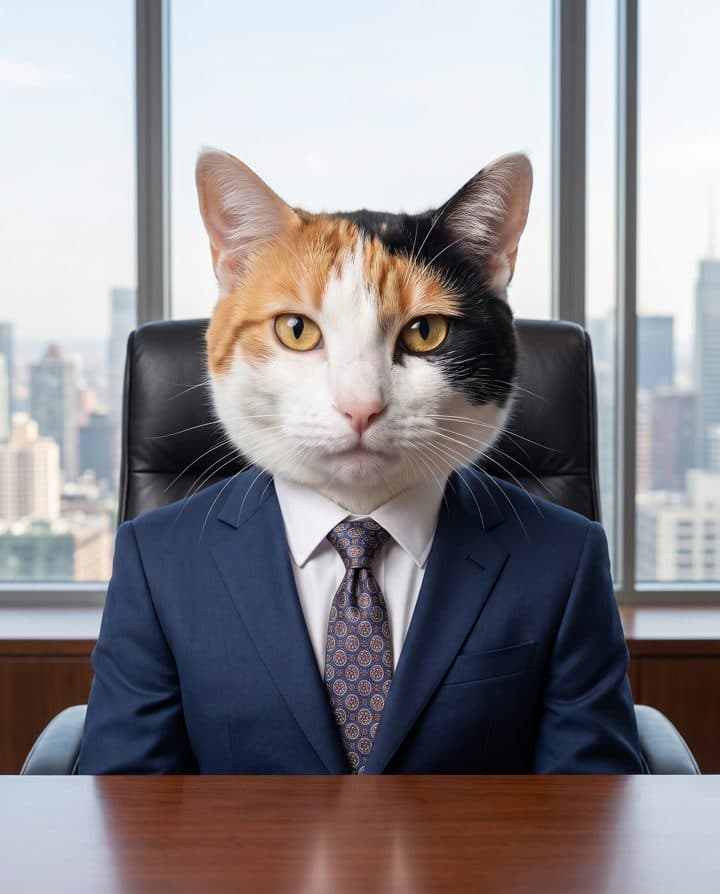Calico Cat portrait in the Tiny CEO style