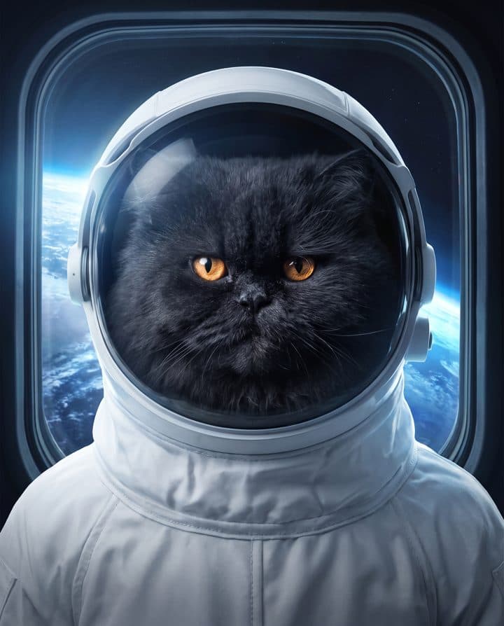 Persian Cat portrait in the Space Cadet style