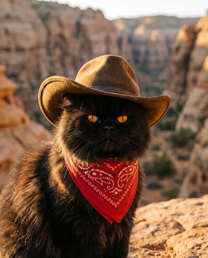 Persian Cat portrait in the Rodeo Legend style