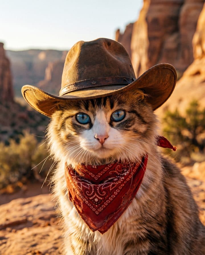 Tabby Cat portrait in the Rodeo Legend style