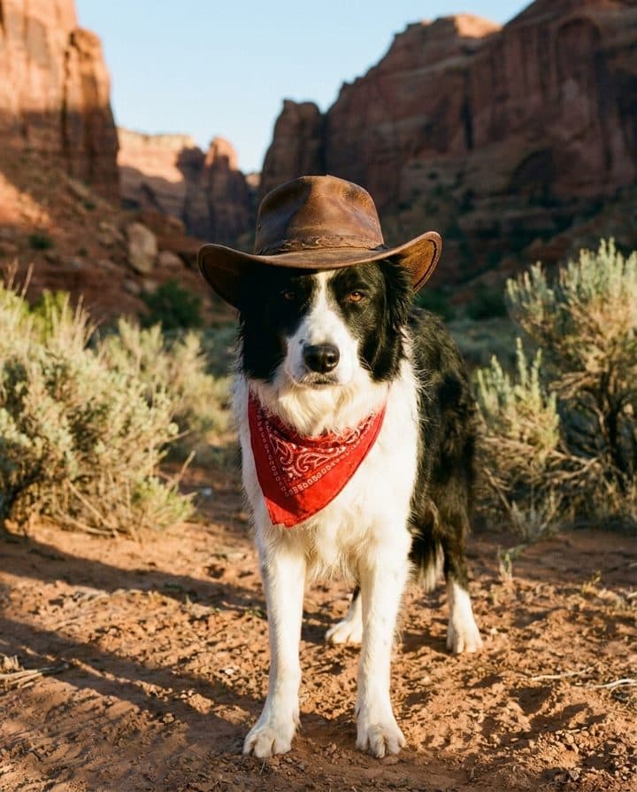 Border Collie portrait in the Rodeo Legend style
