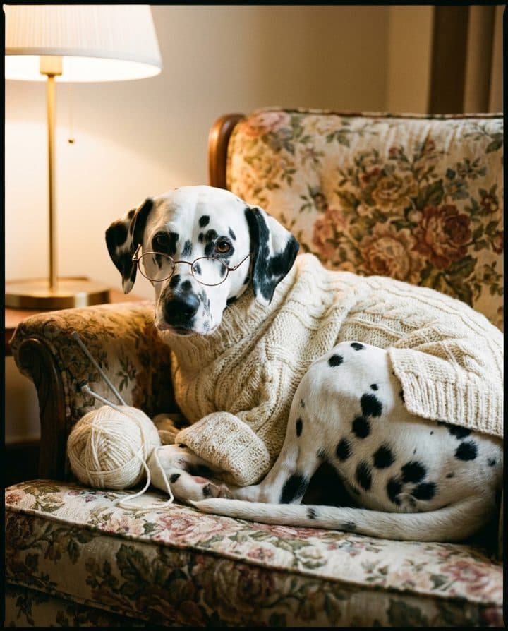Dalmatian portrait in the Cozy Grandma style
