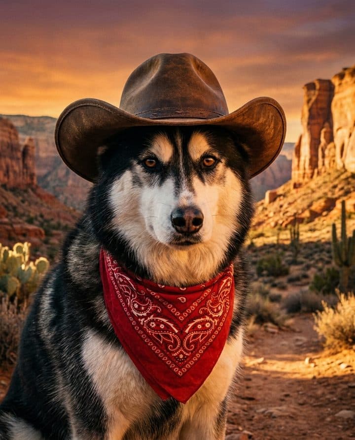 Husky portrait in the Rodeo Legend style