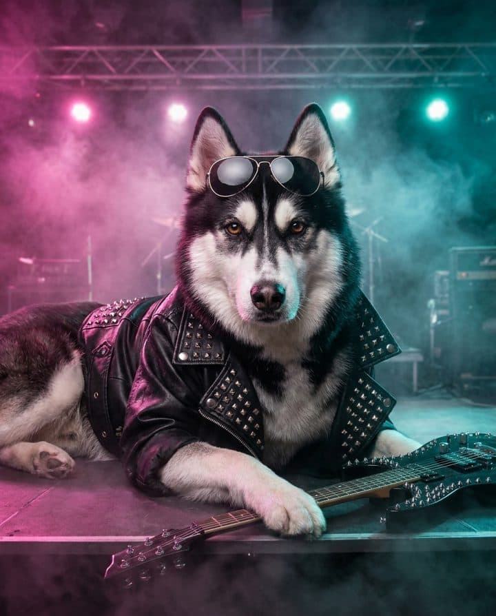 The same husky as 80s Rockstar