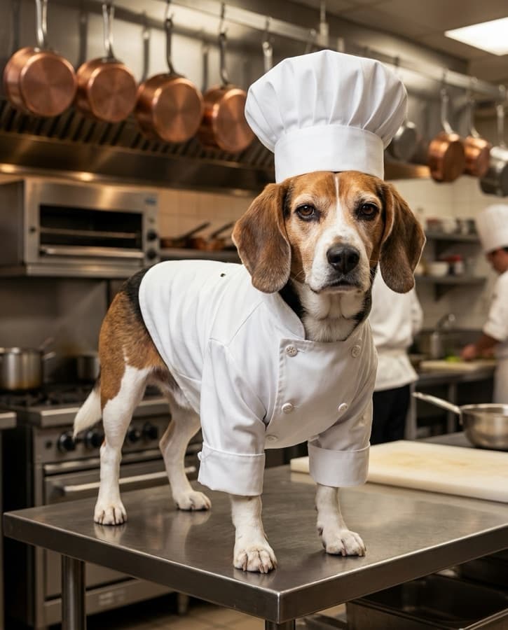 Pet portrait in the Grumpy Chef style