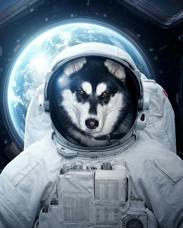 Pet portrait in the Space Cadet style