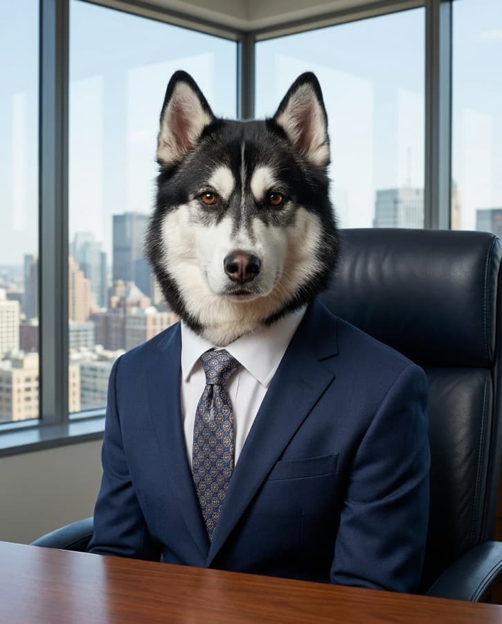 Pet portrait in the Tiny CEO style