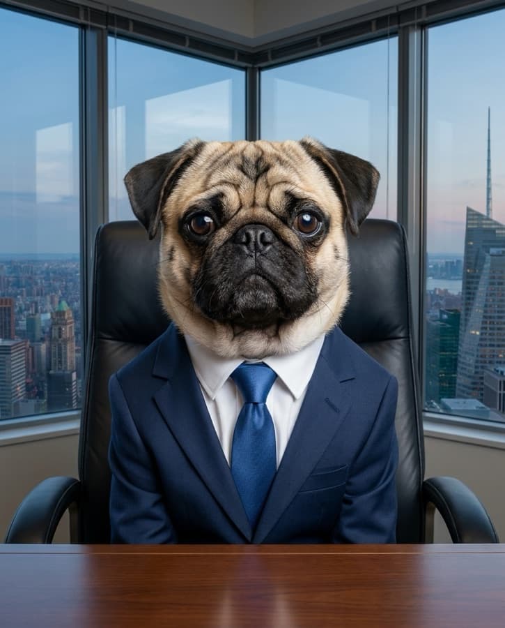 Pet portrait in the Tiny CEO style